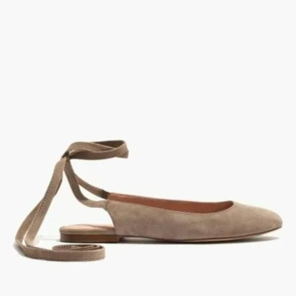 Madewell Brown Leather April Wrap Ballet Flats 8.5 - Picture 1 of 4